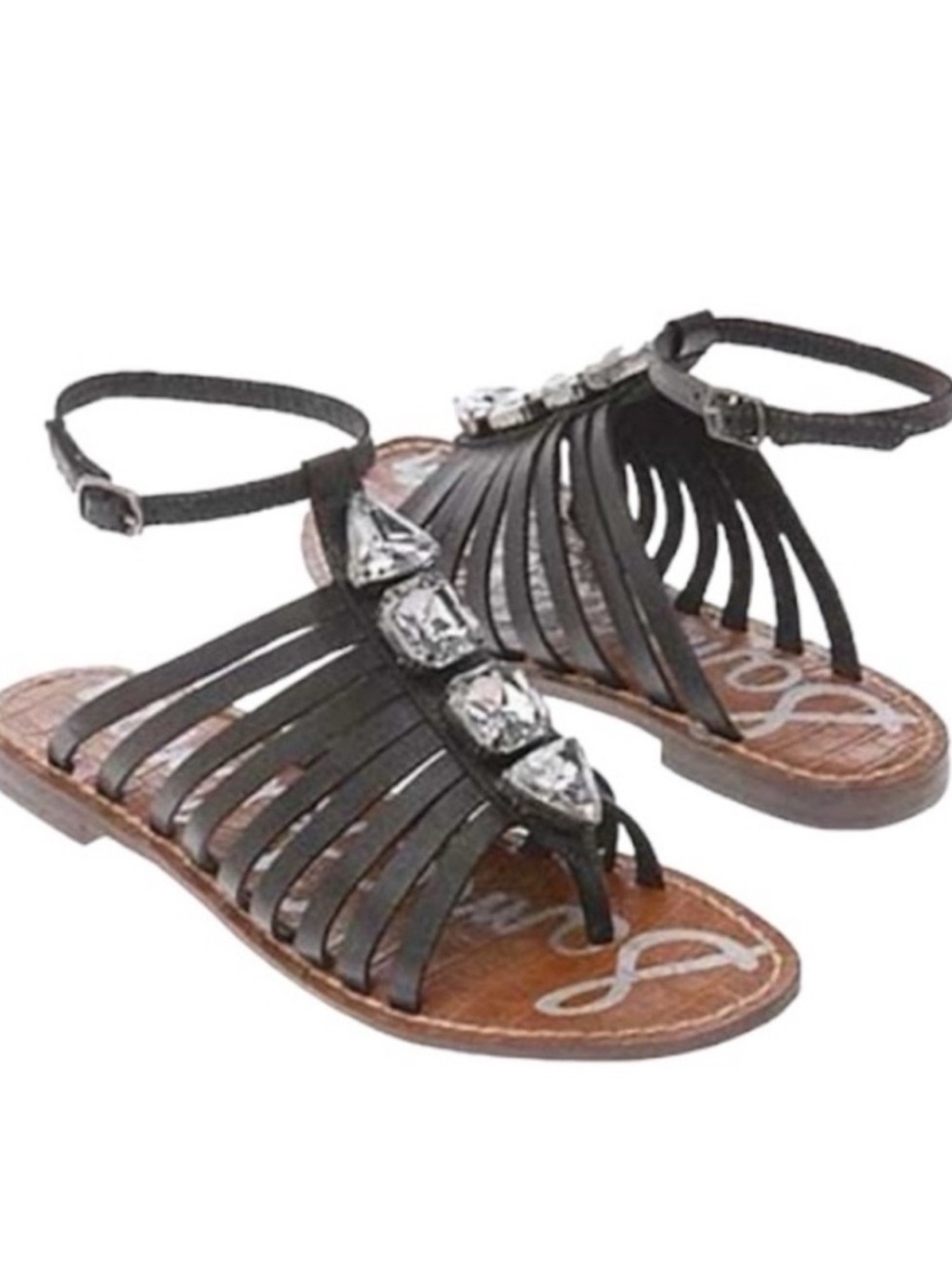 Sam Edelman Dark Brown Jeweled Strappy GoGo Gladiator Leather Sandals Size 7